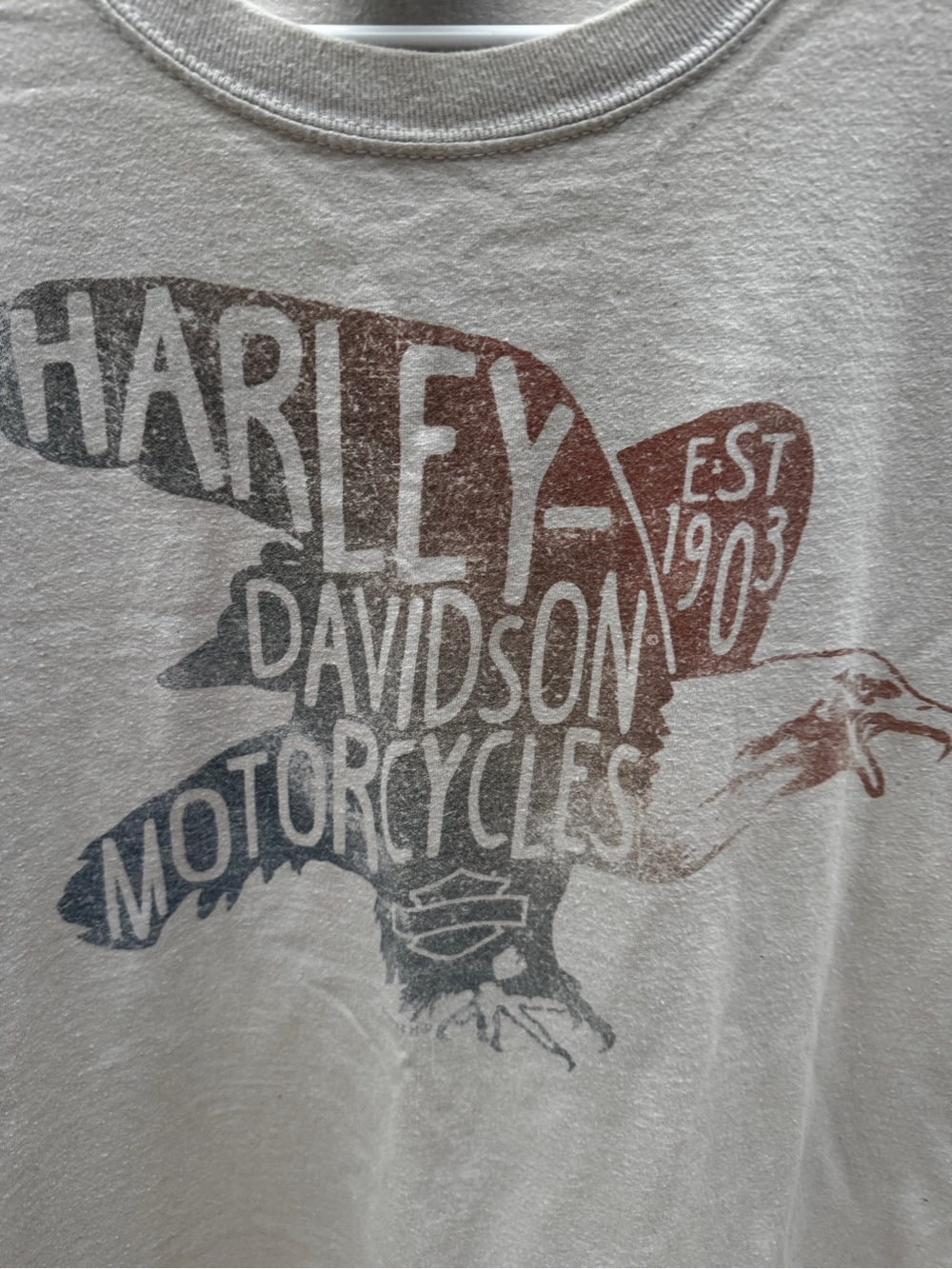 Vintage Harley Davidson Motorcycle Eagle American Shirt Lg Paris Texas Cycles